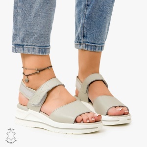 SANDALE Dama Piele Naturala CU BARETA LF1098 Culoare: GRI