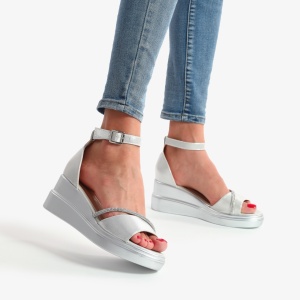 SANDALE DIN PIELE ECOLOGICA CU PLATFORMA LF07828 ARGINTIU - Img 2