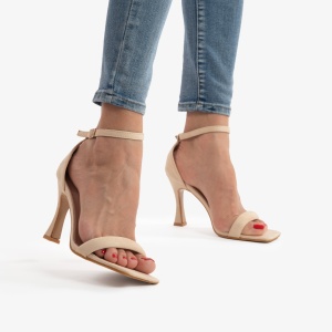 SANDALE ELEGANTE DIN PIELE ECOLOGICA Intoarsa CU Toc Special LF0753 BEJ
