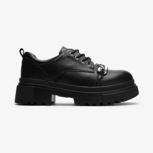 SNEAKERS dama din Piele Ecologica Lacuita cu Accesoriu Argintiu LF0718 - Img 4