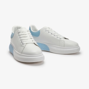 SNEAKERS Dama din Piele Ecologica LF0129 Alb cu Albastru - Img 3