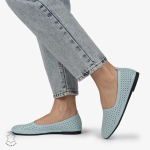 BALERINI dama din Piele naturala PERFORATA SLIP-ON LF1358 ALBASTRU