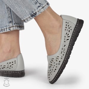 BALERINI dama din Piele naturala PERFORATA SLIP-ON LF1363 GRI