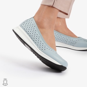 Balerini dama din Piele Naturala Slip-On LF0721 ALBASTRU