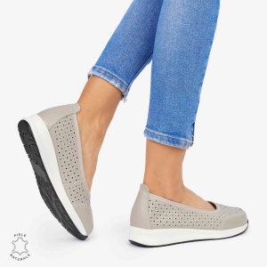 Balerini dama din Piele Naturala Slip-On LF0721 CULOARE: GRI - Img 3