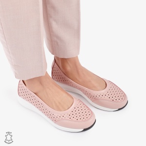 Balerini dama din Piele Naturala Slip-On LF0721 ROZ - Img 3