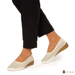 Balerini Dama Piele Naturala Slip-on LF0075 BEJ - Img 3