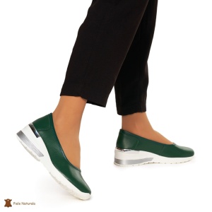 Balerini Dama Piele Naturala slip-on LF0082 VERDE INCHIS - Img 3
