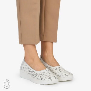 BALERINI din PIELE NATURALA PERFORATA LF1040 CULOARE: ALB - Img 2