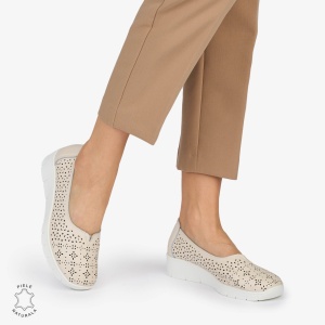 BALERINI din PIELE NATURALA PERFORATA LF1040 CULOARE: BEJ