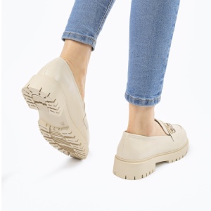 Mocasini DAMA din PIELE ECOLOGICA cu detaliu Auriu LF0963 CULOARE: Bej - Img 3