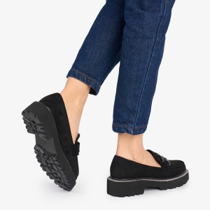 Mocasini DAMA din PIELE ECOLOGICA INTOARSA cu strasuri LF0953 CULOARE: NEGRU - Img 3