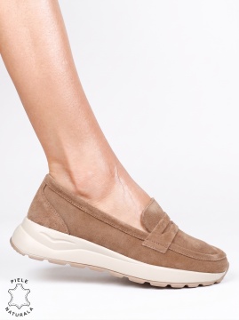 Mocasini damă din piele naturală cu design modern LF1815 khaki - Img 2