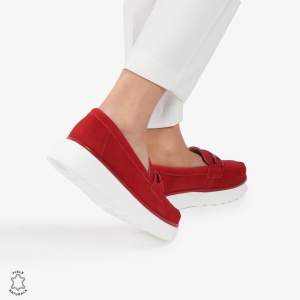 Mocasini dama din piele naturala Intoarsa LF0786 ROSU - Img 3