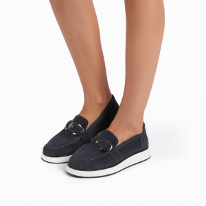 Mocasini dama din Piele Naturala Intoarsa LF0840 NAVY - Img 2