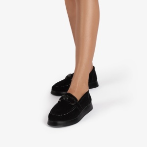 Mocasini dama din Piele Naturala Intoarsa LF0840 NEGRU