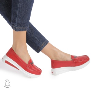 Mocasini DAMA din PIELE Naturala LF0941 CULOARE: ROSU