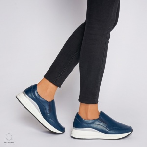 Pantofi Casual dama din Piele naturala CU INCHIDERE SLIP-ON LF1235 NAVY - Img 2