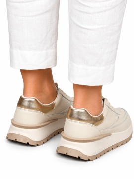 Pantofi Casual DAMA din PIELE Naturala cu model pe talpa LF1524 BEJ - Img 3