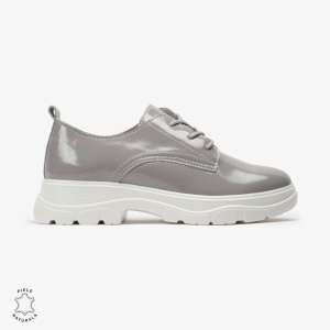Pantofi casual dama din Piele naturală lacuiti LF0110 GRI - Img 2