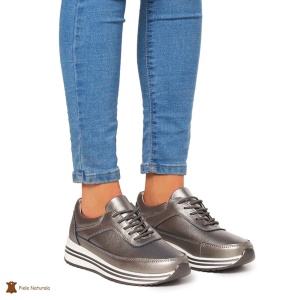 Pantofi Casual dama din Piele naturala LF00809 PEWTER - Img 2