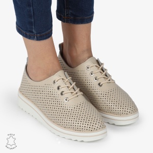 Pantofi casual dama din Piele naturală LF0113 BEJ - Img 2