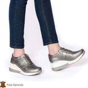 Pantofi Casual Dama din Piele naturală LF0116 PEWTER