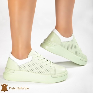 Pantofi Casual Dama din Piele naturală LF0117 VERDE