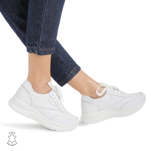 Pantofi Casual dama din Piele Naturala LF0855 ALB