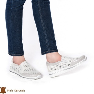 Pantofi Casual dama din Piele naturala LF0860 ALB