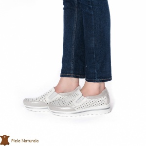 Pantofi Casual dama din Piele naturala LF0860 ALB - Img 2