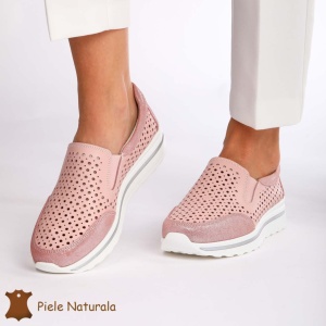 Pantofi Casual dama din Piele naturala LF0860 ROZ
