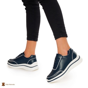 Pantofi casual dama din Piele naturală LF1325 BLEUMARIN - Img 4