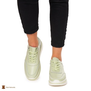 Pantofi casual dama din Piele naturală LF1325 VERDE - Img 4