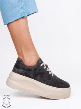 Pantofi casual damă din piele naturală, model sport LF1822 Gri - Img 2