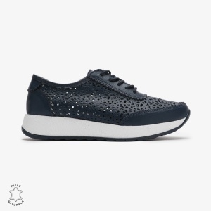 Pantofi casual dama din Piele Naturala Perforati cu model LF0714 BLEUMARIN - Img 2
