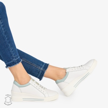 Pantofi casual dama piele naturala cu talpa inalta LF0871 ALB - Img 2