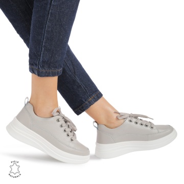 Pantofi casual dama piele naturala LF0869 GRI