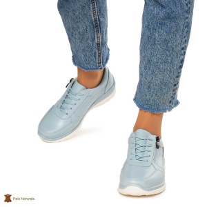 Pantofi casual de dama din piele naturala cu talpa aderenta LF0022 ALBASTRU - Img 3