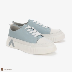 Pantofi Casual de dama din Piele naturala cu talpa groasa LF0489 ALBASTRU - Img 3