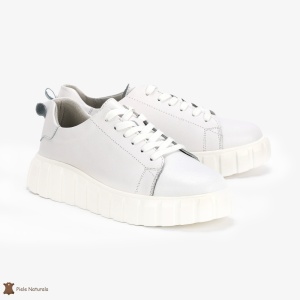 Pantofi Casual de dama din Piele naturala cu talpa groasa LF0492 ALB