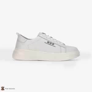 Pantofi Casual de dama din Piele naturala cu talpa groasa LF0494 Alb - Img 2