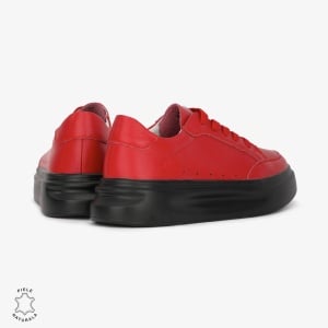 Pantofi Casual de dama din Piele naturala cu talpa groasa LF0521 ROSU - Img 3