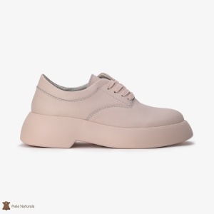Pantofi Casual de dama din Piele naturala cu talpa groasa LF0524 ROZ - Img 2