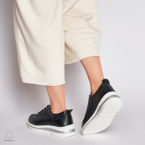 Pantofi casual de dama din piele naturala LF0002 NEGRU - Img 4