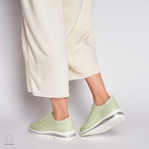Pantofi casual de dama din piele naturala LF0002 VERDE - Img 3