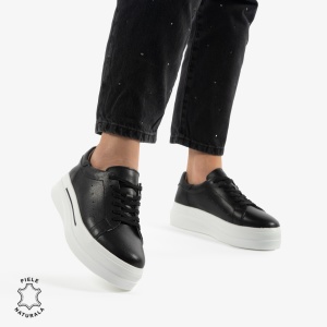 PANTOFI CASUAL DE DAMA DIN PIELE NATURALA LF0769 NEGRU