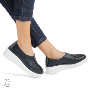 Pantofi Casual de dama din Piele Naturala LF0918 BLEUMARIN - Img 2