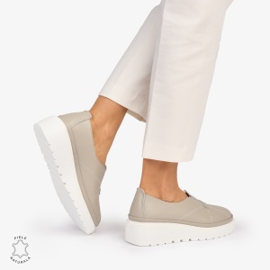 Pantofi Casual de dama din Piele Naturala LF0918 GRI - Img 3