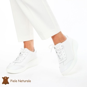 Pantofi casual elegante de dama din piele naturala LF0221 ALB - Img 2